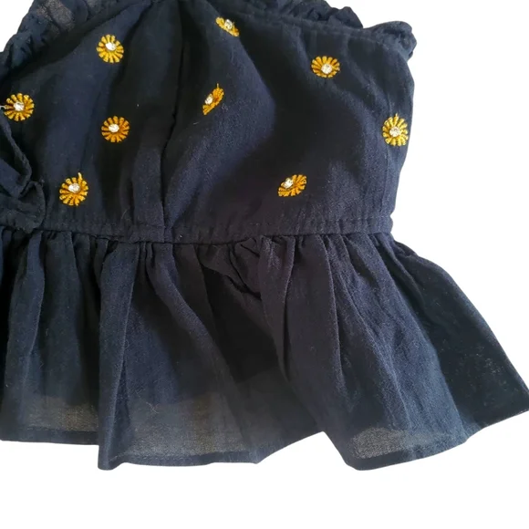 🔥FREE PEOPLE Intimately Free On A Star‎ Black Rhinestone Ruffle Cropped Cami  S - Picture 6 of 11